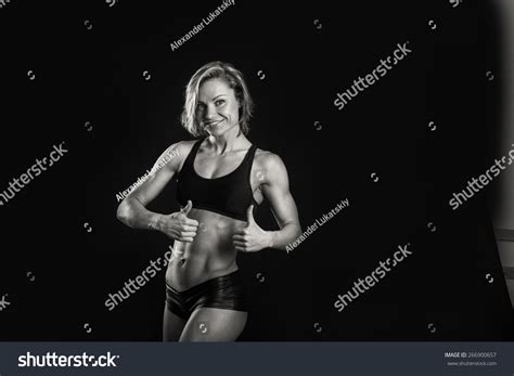 Sexy Athletic Blonde Posing On Black Stock Photo Shutterstock