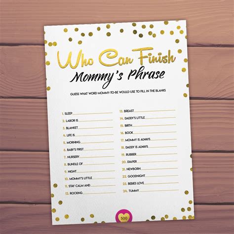 Who Can Finish Mommy S Phrase Baby Shower Game Printable Etsy