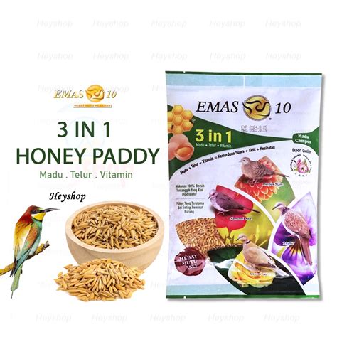 3 In 1 Honey Paddy 300g Emas 10 Bird Food Padi Madu Makanan Burung