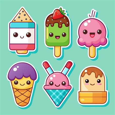 Set Of Cute Cartoon Ice Cream Characters Premium Ai Generated Vector