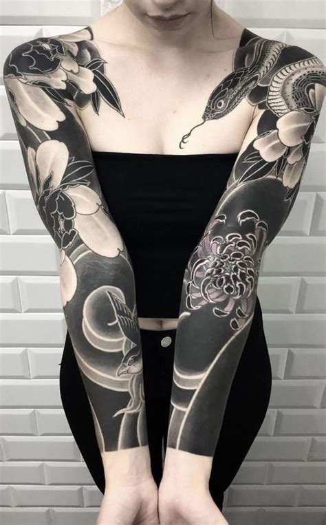 Popular Sleeve Tattoos For Women In Black Sleeve Tattoo Sleeve