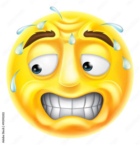 Scared Emoticon Emoji Stock-Vektorgrafik | Adobe Stock