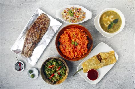 freshly cooked assorted filipino food stock image image  soup