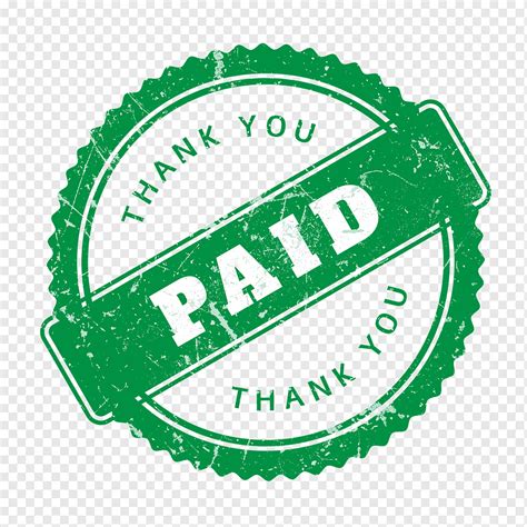 Paid Rubber Stamp Thank You Text Word Green Billing Amount Bill