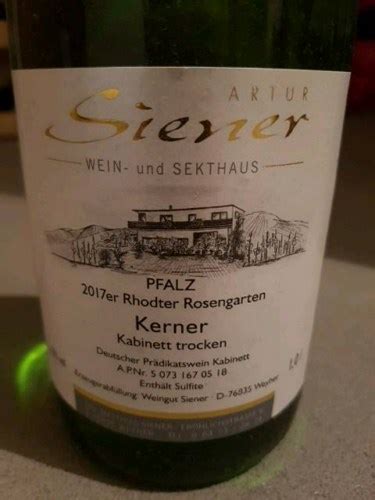 Weingut Artur Siener Rhodter Rosengarten Kerner Kabinett Trocken