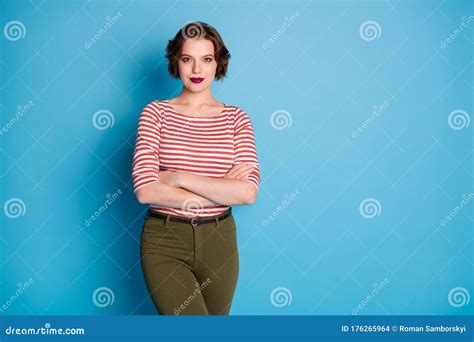 Photo Of Beautiful Pretty Lady Self Confident Smile Worker Hands