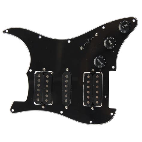 New Loaded Prewired Electric Guitar Pickguard Pickups Hole Hsh Black