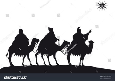 Three Wise Men Nativity On Camels Stock Vector 65680840 Shutterstock