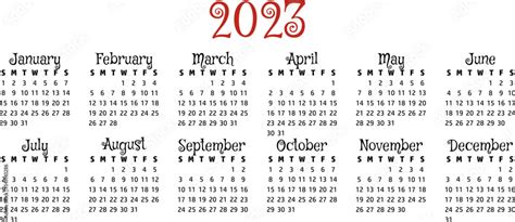 2023 year 12 month calendar vector eps Stock Vector | Adobe Stock