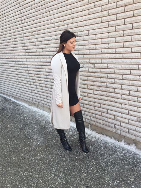 Trench Coat Black Dress Knee High Boots Duster Coat Trench Coat