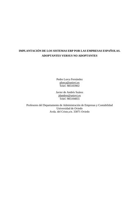 Pdf Implantaci N De Los Sistemas Erp Universitat De Los