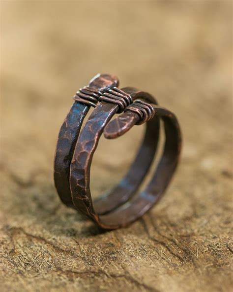 Hammered Copper Ring Rustic Copper Ring Copper Hammered Ring Unique Handmade Jewelry S