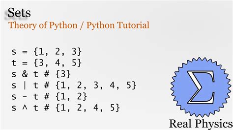 Sets Theory Of Python Python Tutorial Youtube