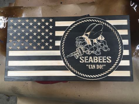 Seabees Wood Flag Etsy