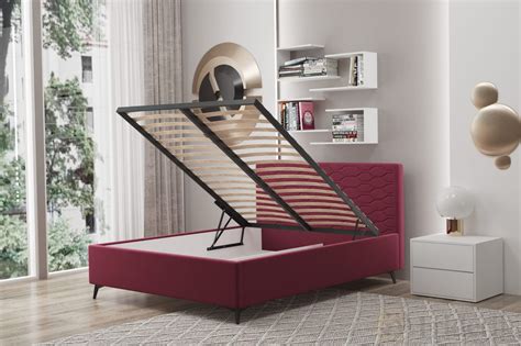 Bett MILY Metallfüße modern Bett mit Bettkasten Kopfteil mit Nähten ...