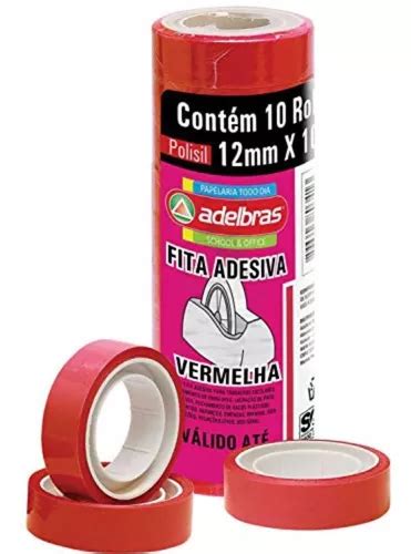 Cinta Adhesiva Decorativa Adelbras Kit Fita Adesiva Vermelha Escolar