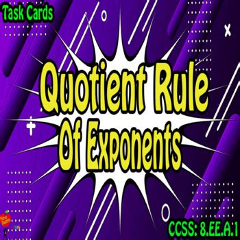 Quotient Rule Of Exponents Task Cards By Have Resources Tpt