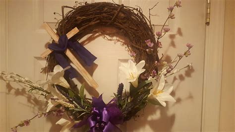 Lenteneaster Wreath Made With Cross Lilies And Grapevine Wreath So