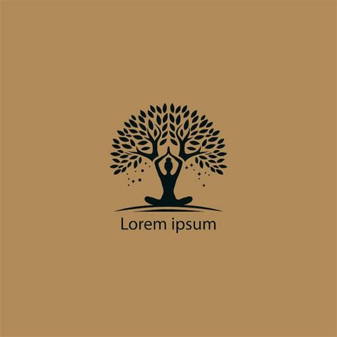 Un logotipo de yoga con un árbol y una persona haciendo un fondo blanco