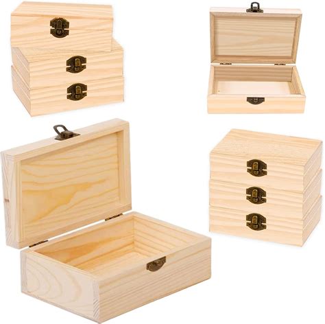 Amazon Rocinha 6pcs Large Unfinished Wooden Box Rectangle Keepsake