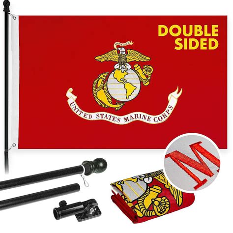 G Feet Tangle Free Spinning Flagpole Black Usmc Double Sided