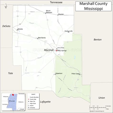 Map Of Marshall County Mississippi Showing Cities Highways