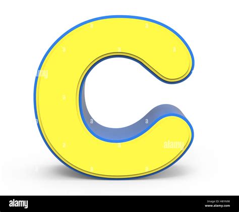 3d Rendering Cute Yellow Letter C Isolated White Background Toylike