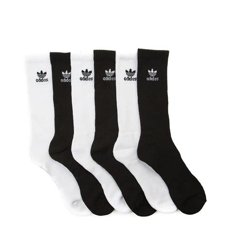 Mens adidas Trefoil Crew Socks 6 Pack - Black / White | Journeys