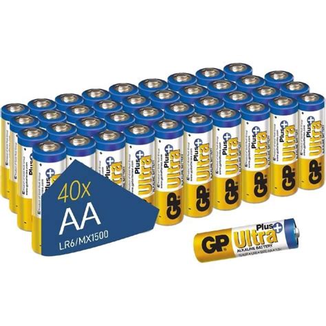 Piles AA Lot De 40 GP Ultra Plus Batteries Alcalines AA LR06 1 5v