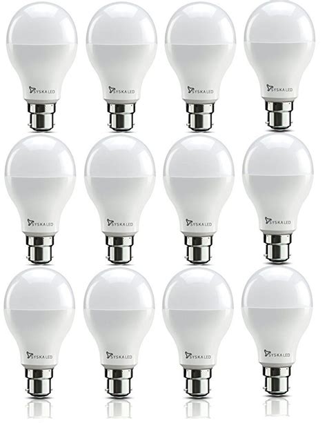 Syska SSK SRL 9W Base B22 9 Watt Unbreakable LED Bulb Pack Of 12 Cool