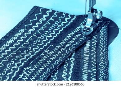 Zigzag Stitches Made On Sewing Machine Stock Photo 2126188565 ...