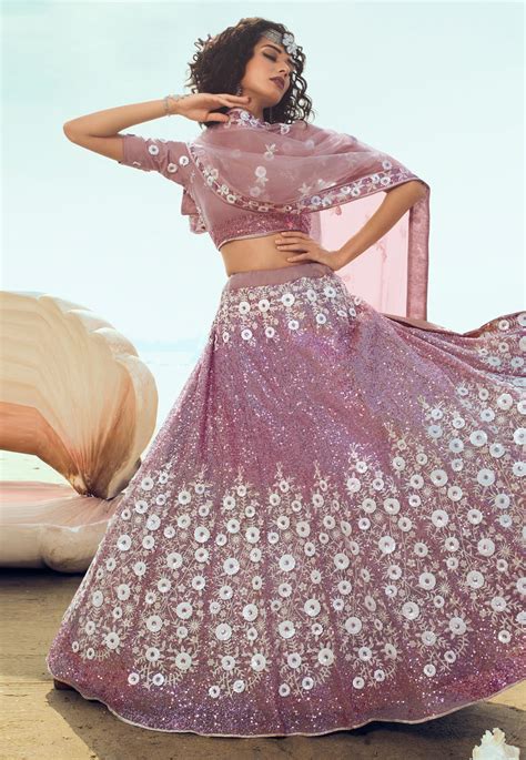 Light Pink Net Circular Lehenga Choli