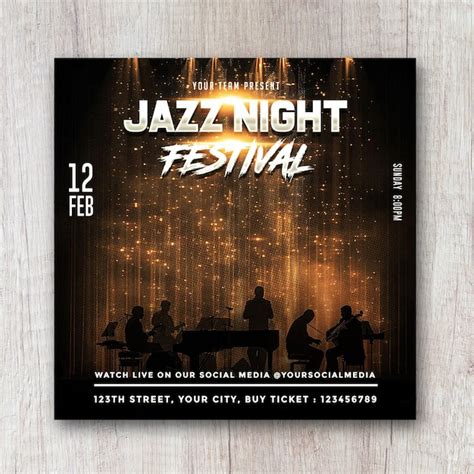 Jazz Night Festival Flyer Social Media Premium Ai Generated Psd