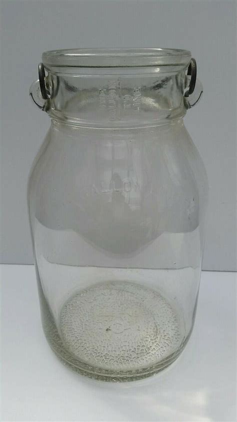 Vintage Owensillinois Glass Co Diamond Mark Milkcream Bottle 1 Gallon W Wire 2021022746