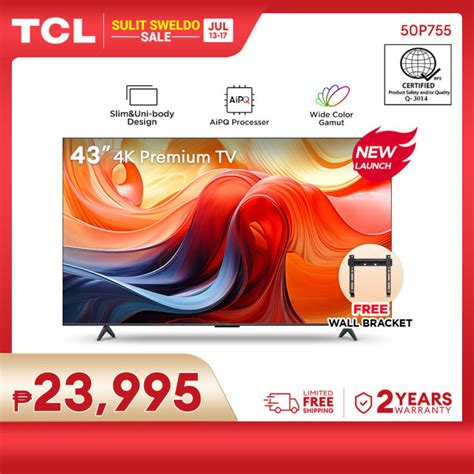 TCL 50 inch 4K UHD + HDR 10+ Google Smart TV - 50P755 (AiPQ Processor ...