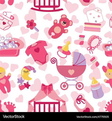 Newborn Baby Girl Seamless Pattern Royalty Free Vector Image