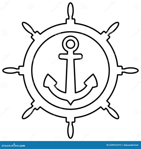 Anchor And Steering Wheel Stock Vector Illustration Of Conveyance