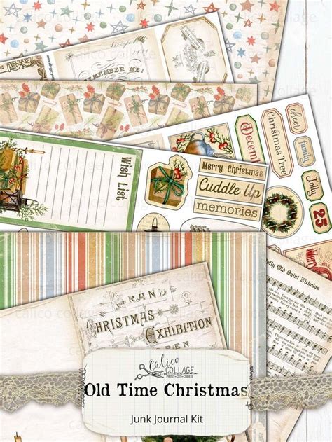 Printable Christmas Junk Journal Kit Ephemera Pack Digital Etsy