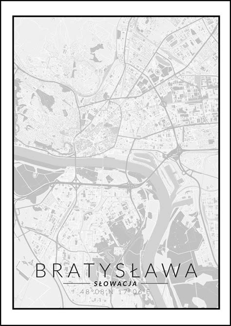 Galeria Plakatu Plakat Bratys Awa Mapa Czarno Bia A X Cm