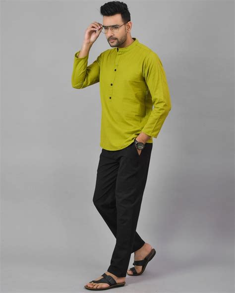 Buy Olive Green And Black Solid Co Ord Set Cotton Shirt For Best Price