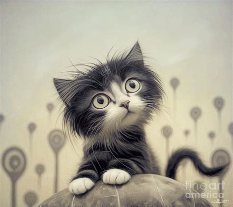 Curious Kitten Digital Art By Jutta Maria Pusl Pixels