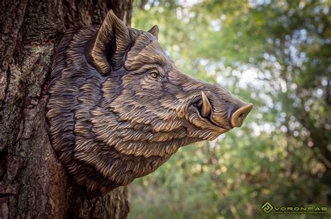 Artstation Large Wild Boar Head Wall Sculpture Bronze Nikolay