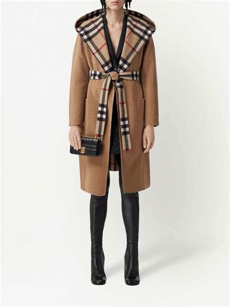 Burberry Abrigo Cruzado Con Motivo De Cuadros Marrón FARFETCH MX