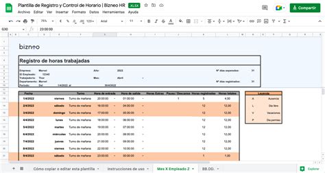 Plantilla De Registro De Jornada Laboral En Excel Gratis