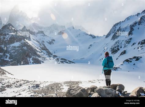 Trekking In El Chalten National Park With Views Over Laguna Sucia Of Mt