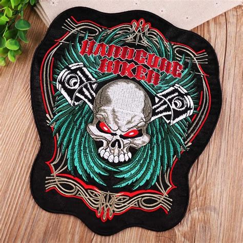 Large Size Sew On Cross Skull V Twin Biker Chopper Patches MC