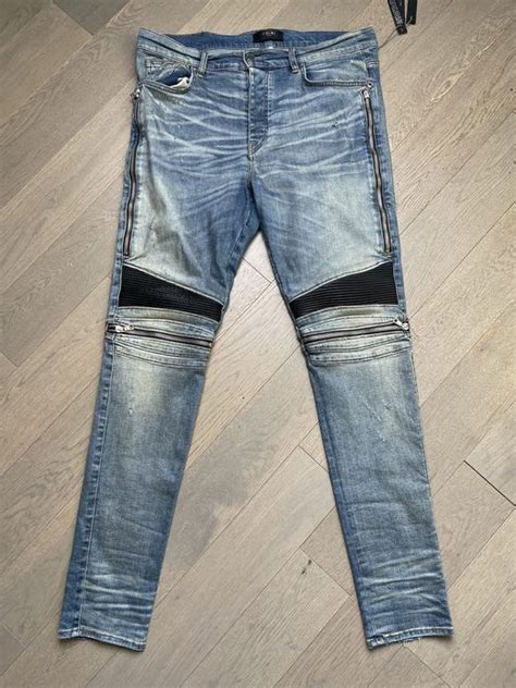 Amiri Amiri Mx2 Jeans Black Leather Inserts Grailed