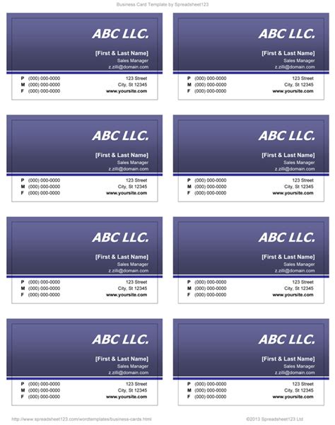 Word Template Business Card