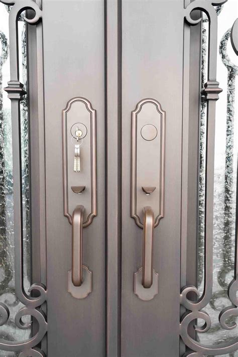 Custom Wrought Iron Double Door Beautiful Scrollwork Square Top