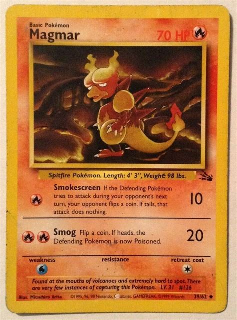 Magmar St Edition Fossil Set Uncommon Pokemon Card Nm